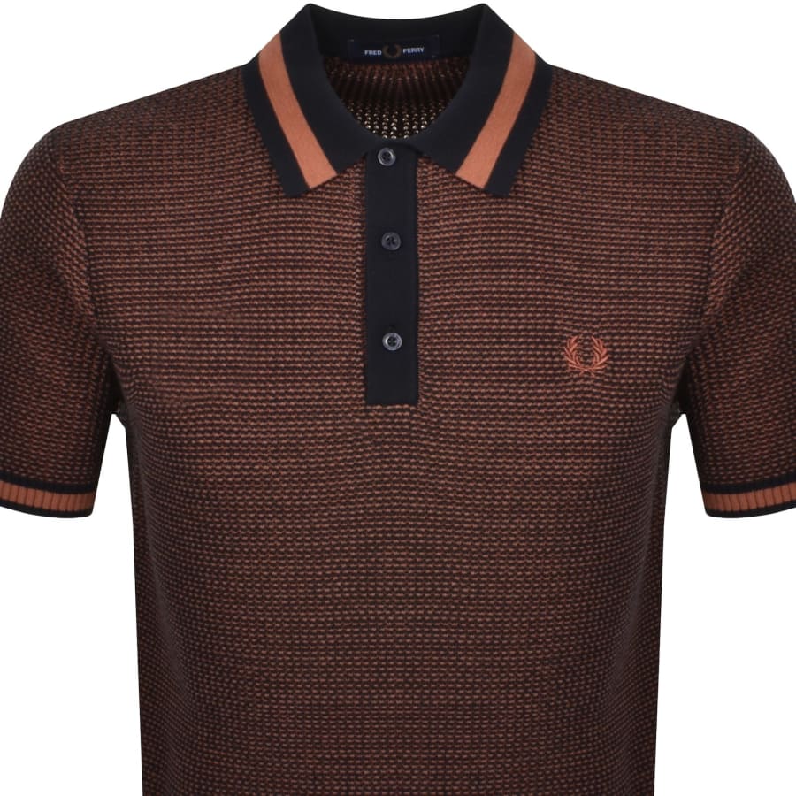 Fred Perry Textured Knit Polo Shirt Navy | Mainline Menswear